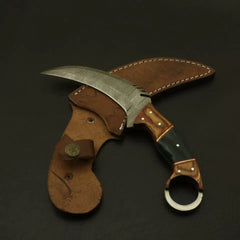 DAMASCUS STEEL BLADE KARAMBIT HUNTING KNIFE