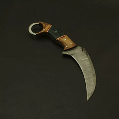 DAMASCUS STEEL BLADE KARAMBIT HUNTING KNIFE