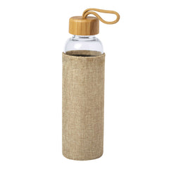 Bamboo lid Borosilicate Glass Drinking Bottle with Sleeve