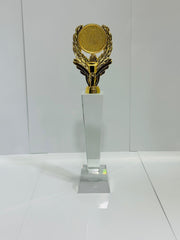 Crystal trophy with medal