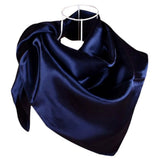 Women Headscarf Portable Popular Polyester Solid Color Satin Big Square Scarf for Daily Life