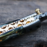 Black Tsetse Fly 1.2 Inches Blade Damascus Neck Knives Handmade Damascus Pocket Folding Knife