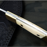 Camel 440c Knife 6.5 in Long 3 in Blade 9 Ounce Mirror Polished Skinner Knife with Camel Bone Handle Handmade Word Class Knives