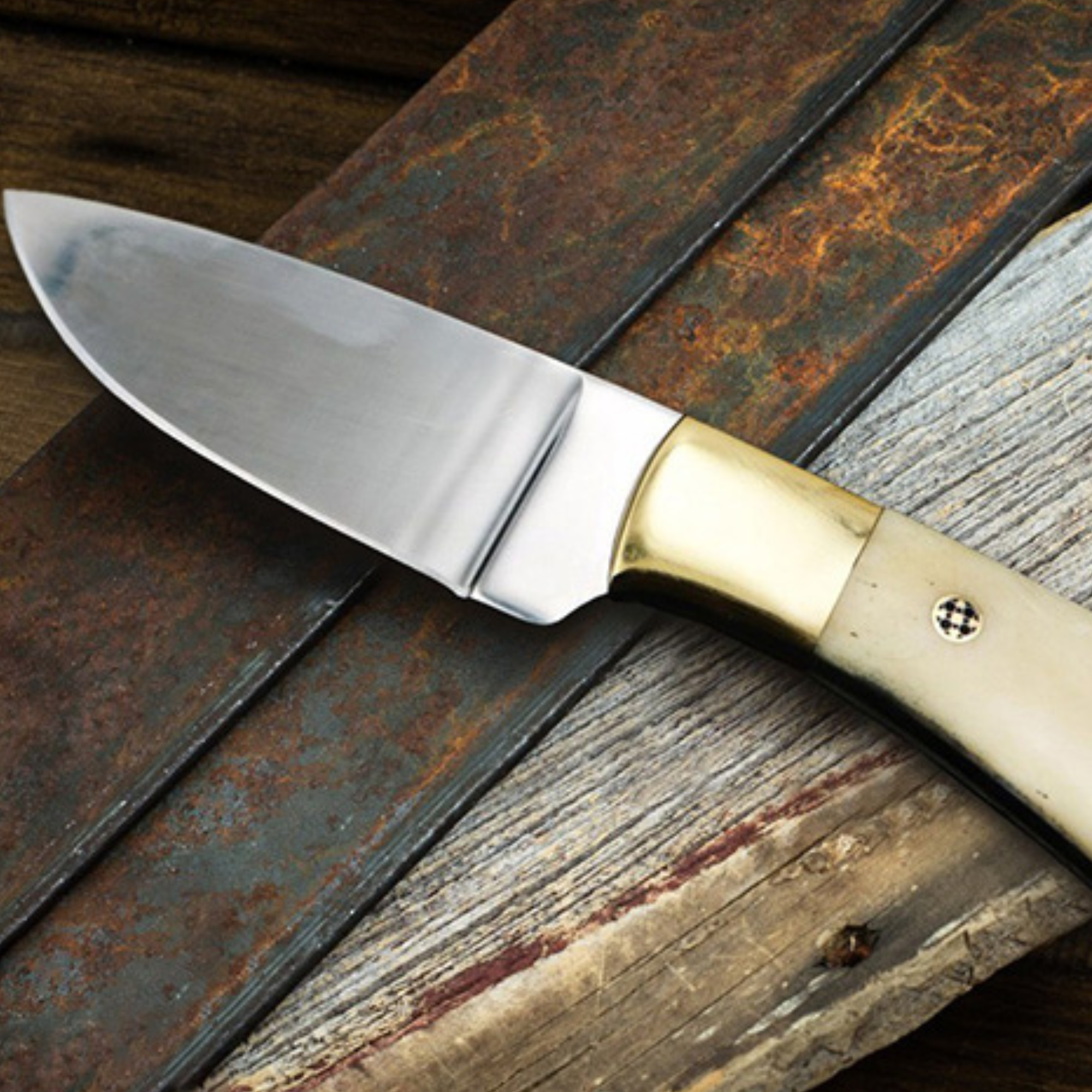 Camel 440c Knife 6.5 in Long 3 in Blade 9 Ounce Mirror Polished Skinner Knife with Camel Bone Handle Handmade Word Class Knives