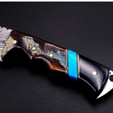Chihuahuan Snake 9 Inches Long 4,3 Inches Blade 14 Ounce Damascus Gut Hook Hunting Fixed Blade Knife Damascus
