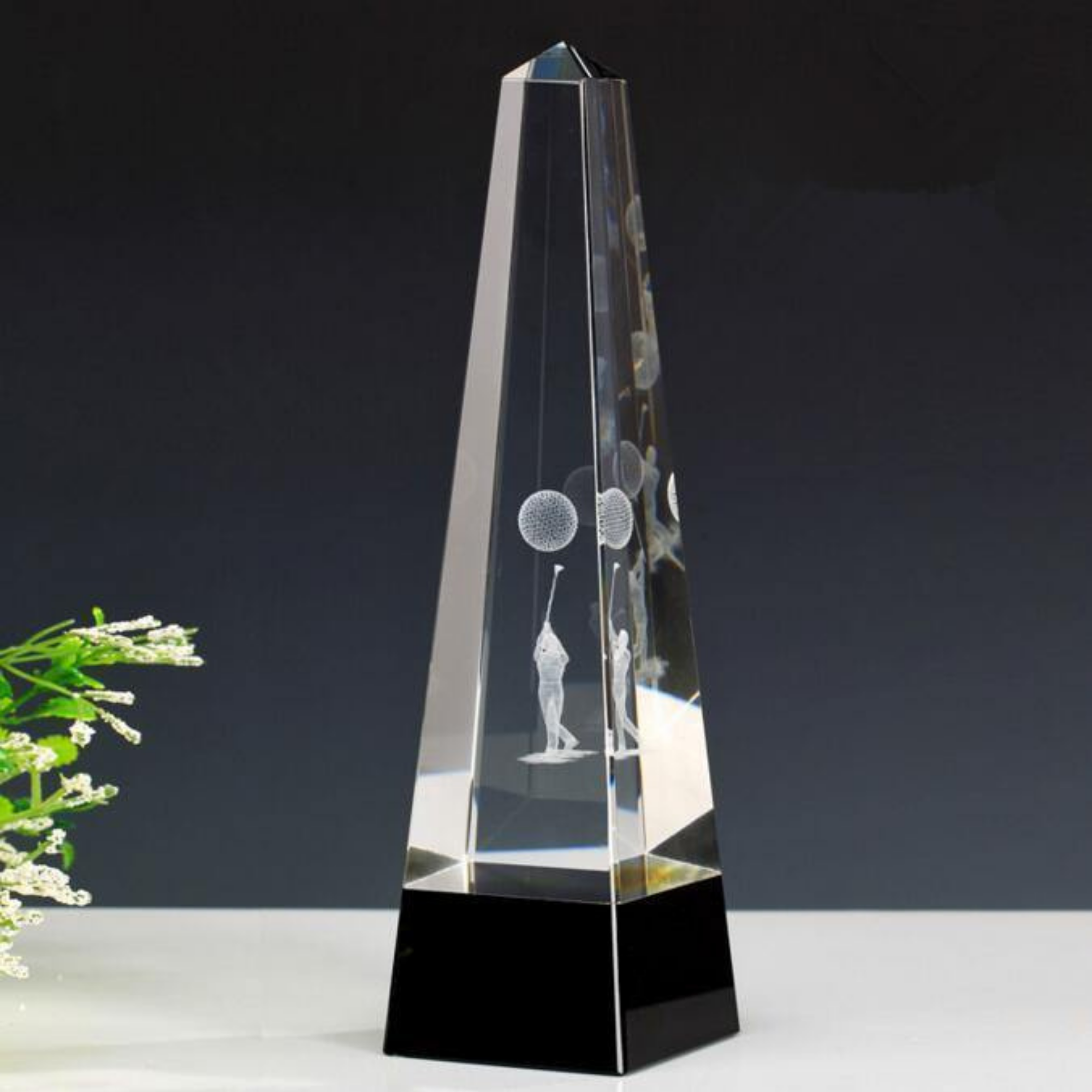 Corporate Crystal Cube Trophies With Black Base