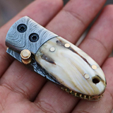 Damascus Neck Knives Handmade Damascus Pocket Folding Knife