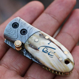 Damascus Neck Knives Handmade Damascus Pocket Folding Knife