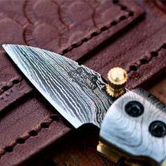 Damascus Neck Knives Handmade Damascus Pocket Folding Knife