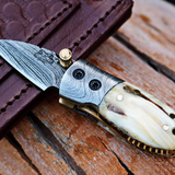 Damascus Neck Knives Handmade Damascus Pocket Folding Knife