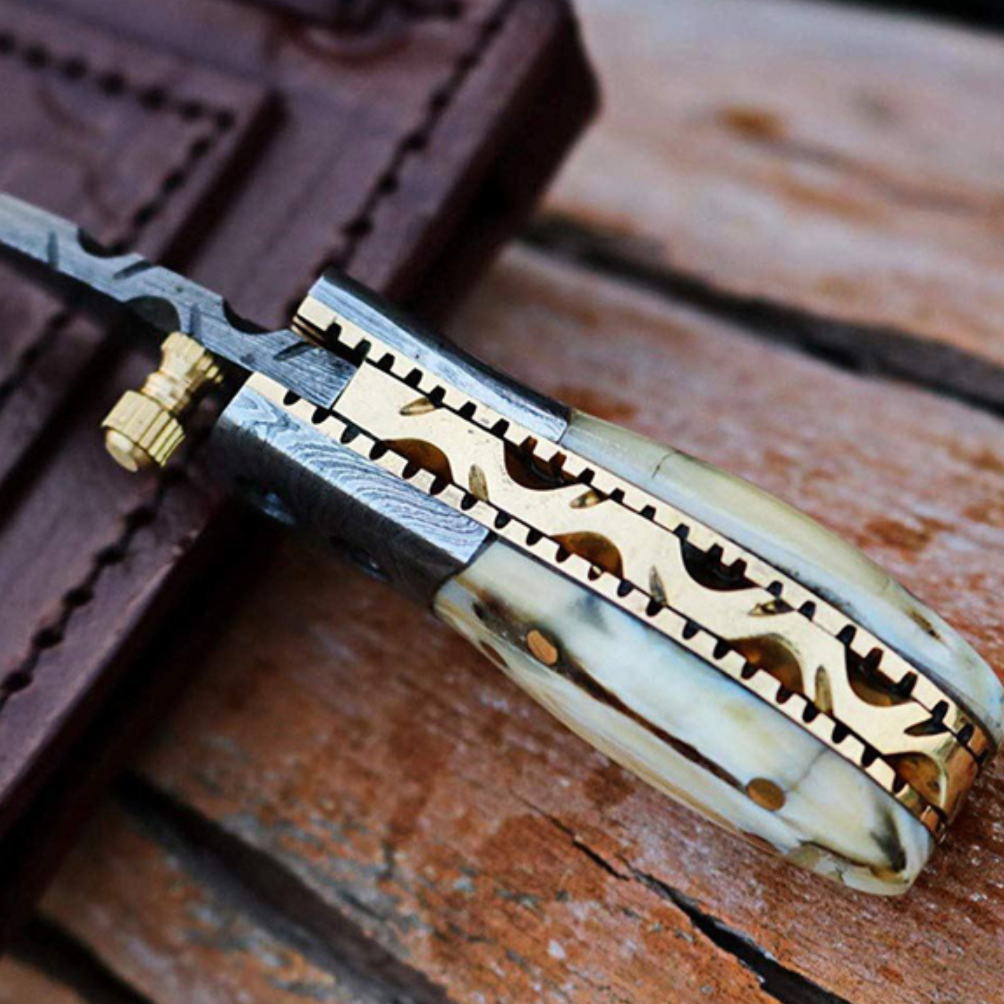 Damascus Neck Knives Handmade Damascus Pocket Folding Knife