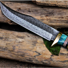 Dragon Knife 12 Long 7 Blade 9.5 Ounce Damascus Hunting Fixed Blade Bowie Knife Hand Made Word Class knives