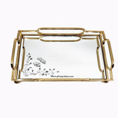 Golden Mirror Tray with Laser Engraving - Gifto Graphics