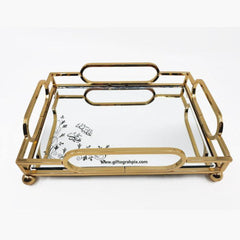 Golden Mirror Tray with Laser Engraving - Gifto Graphics
