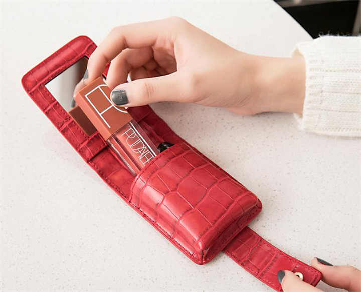 Lipstick Case Holder with Mirror for Travel