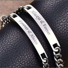 Stainless Steel Letter Bracelet for Couples Always Forever Relationship Matching Lover Couples