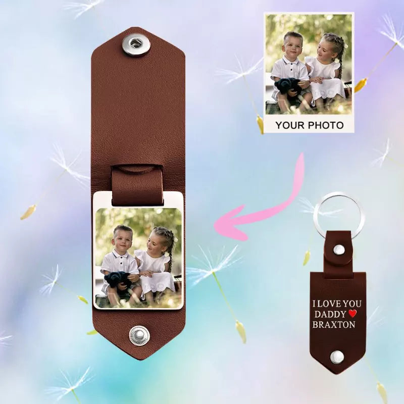 Personalized Photo Leather Case Photo Keychain