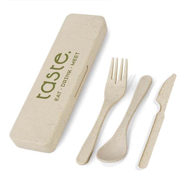 Hella - Eco-Neutral 3 Pcs Wheat Straw Cutlery Set - Gifto Graphics