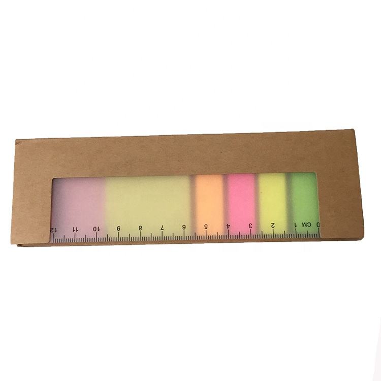 Eco Sticky Notes Sets With Ruler 5 Colors Sticky 40 Sheets White Paper With Line With Black Binding