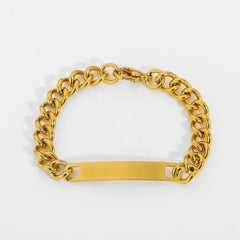 Bangle Gold Plated Stainless Steel Cuban Chain Bracelet