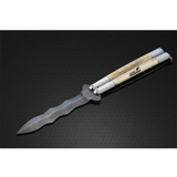 High Carbon Steel Filipino Balisongs butterfly Brass with Stainless Steel with Bone with walnut burl Wood