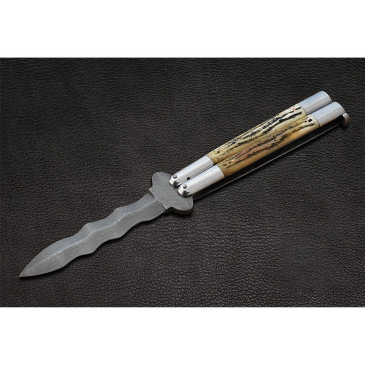 High Carbon Steel Filipino Balisongs butterfly Brass with Stainless Steel with Jigged Bone with rose Wood