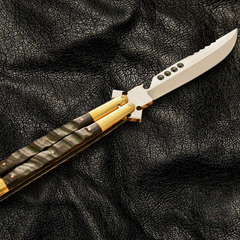 High Carbon Steel Filipino Balisongs butterfly Brass with ram Horn Inserts