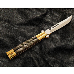 High Carbon Steel Filipino Balisongs butterfly Brass with ram Horn Inserts