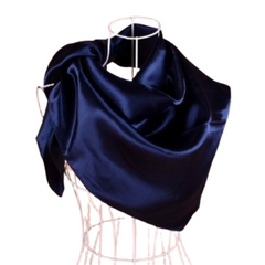 Women Headscarf Portable Popular Polyester Solid Color Satin Big Square Scarf for Daily Life