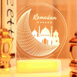 Set of 5 Islamic Acrylic 3D LED Light Table Lamp Optical Atmosphere Night Decoration For Eid & Ramadan