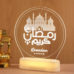 Set of 5 Islamic Acrylic 3D LED Light Table Lamp Optical Atmosphere Night Decoration For Eid & Ramadan