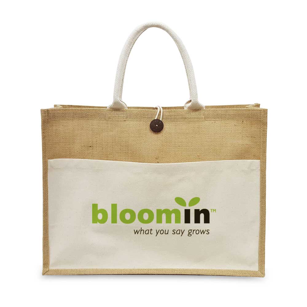 Customized Jute Bags with Cotton Pocket