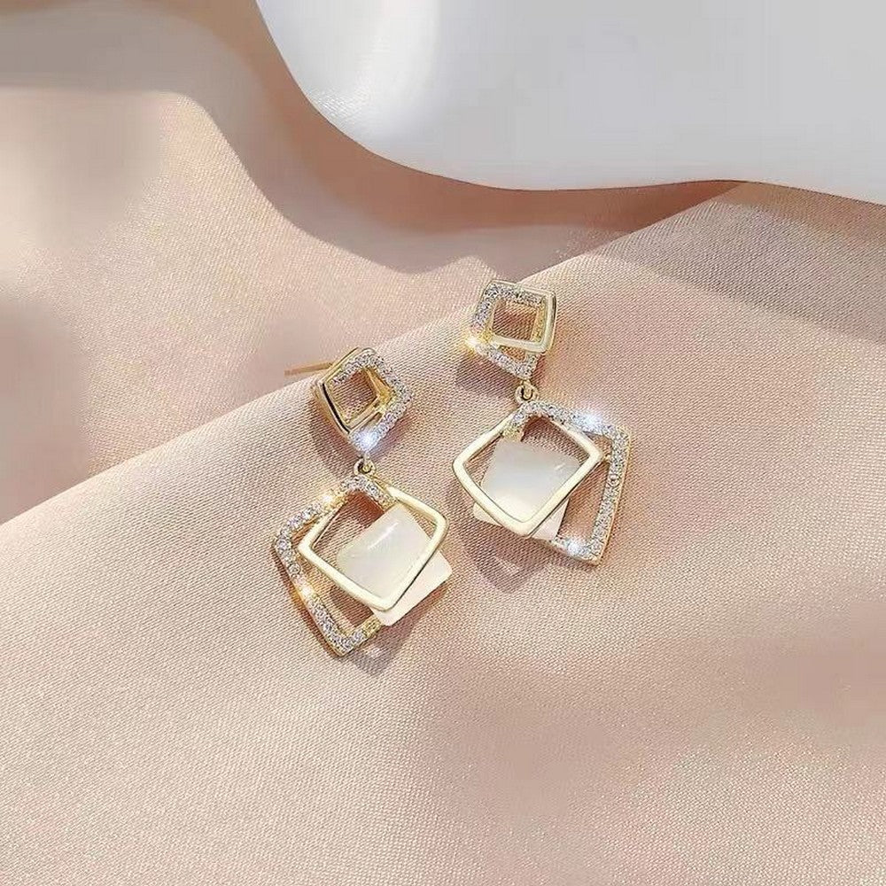 Multi-Geometric Cubic Diamond Personalized Earrings for Women