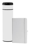 SARGAN - Vacuum Flask with Temperature Lid and Notebook Gift Set