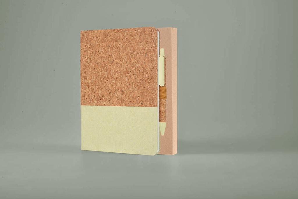 BORSA - eco-neutral A5 Cork Fabric Hard Cover Notebook and Pen Set
