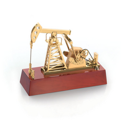 Oil Rig and Drill Wood and Metal Trophy