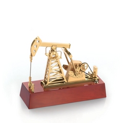 Oil Rig and Drill Wood and Metal Trophy