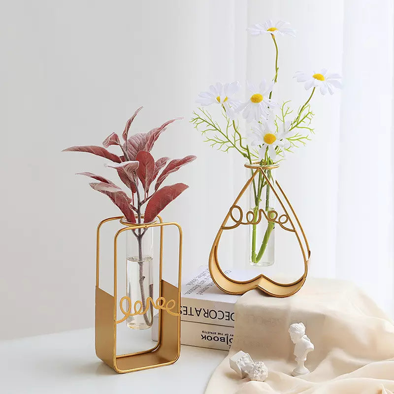 Ornaments Table Decorations Small Gold Flower Hydroponic Cylinder Glass