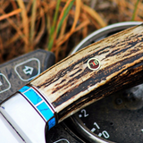 PERSIAN YUMA Knife 9.5, Long 4.5, Blade 7oz Hunting Fixed Blade 440C Mirror Polished turquoise Handle Knife