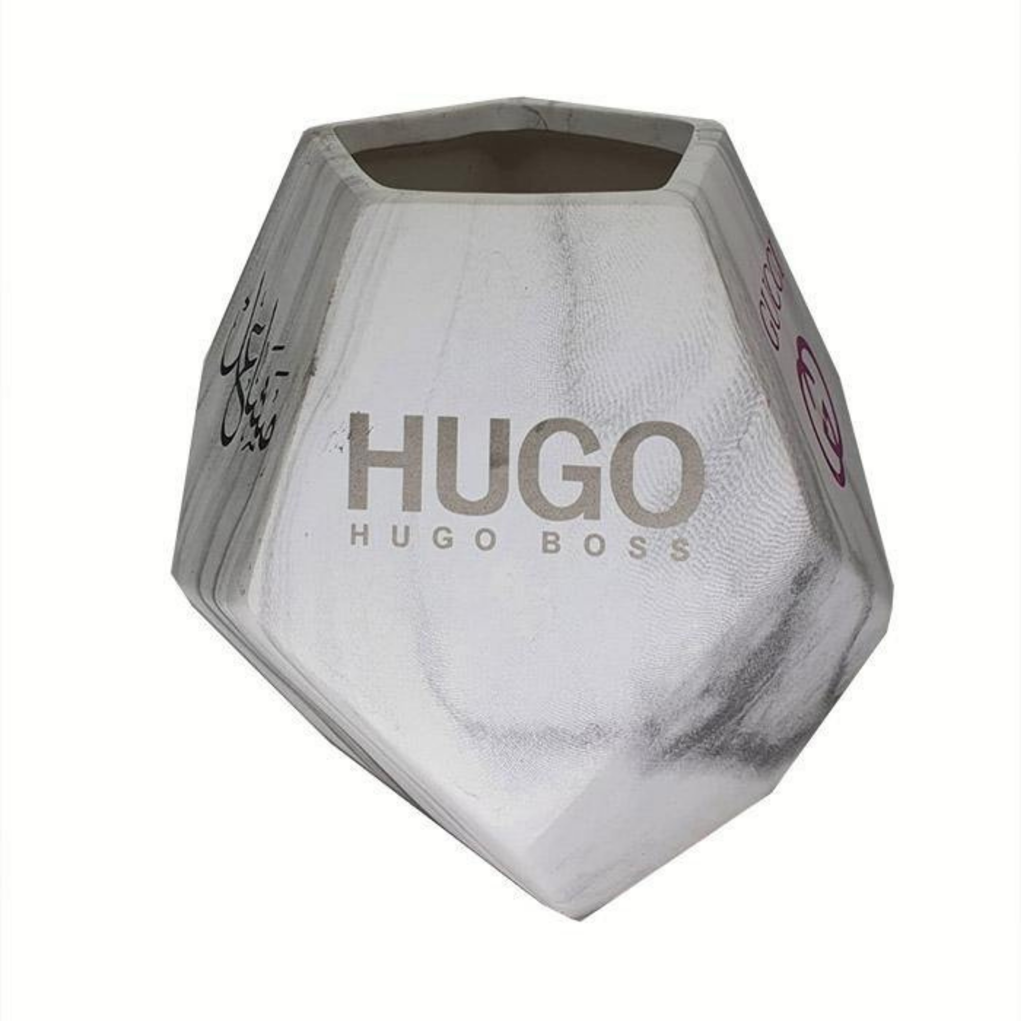 Pentagon 3D Flower Vase - Marble Texture Personalised with your laser engraved name/logo
