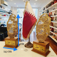 Personalized Qatar Map Crystal With Sand