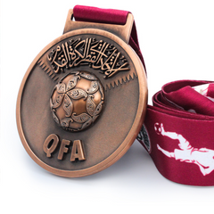 Qatar football for medal ribbon metal