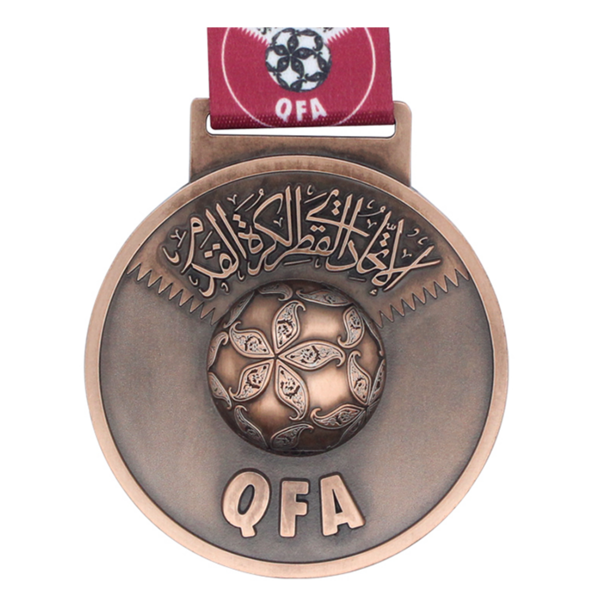 Qatar football for medal ribbon metal