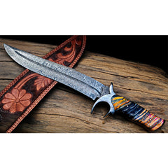RED DRAGON SLAYER Knife 16? Long 11?Blade ? 16 oz Hunting Fixed Blade Damascus Bowie Knife WITH Mammoth handle - Gifto Graphics