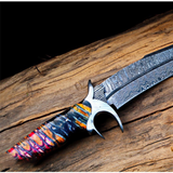 RED DRAGON SLAYER Knife 16? Long 11?Blade ? 16 oz Hunting Fixed Blade Damascus Bowie Knife WITH Mammoth handle