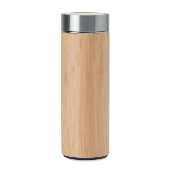 Reusable Bamboo Vacuum Flask Coffee Mug With Led Temperature Digital