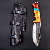 Slatra Damascus Knife 10 Inches Long 5 Inches Blade 13 Ounce Damascus Hunting Fixed Blade - Gifto Graphics