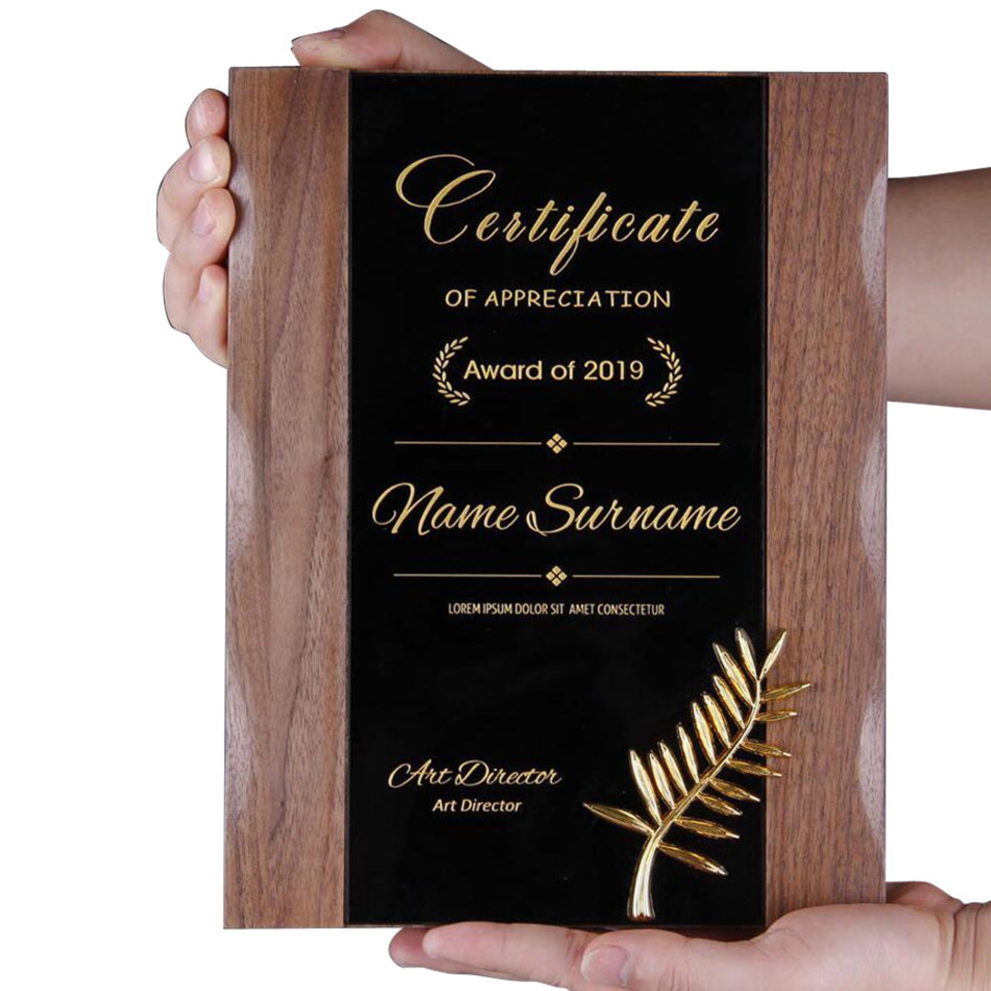 Wood Walnut colored Corporate Plate Customized Awards - Gifto Graphics