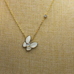 Unique Design Floral White Butterfly Gold Plated Necklace For Women