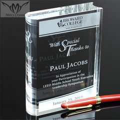 Customized Crystal Book Award Trophy (Engraved)